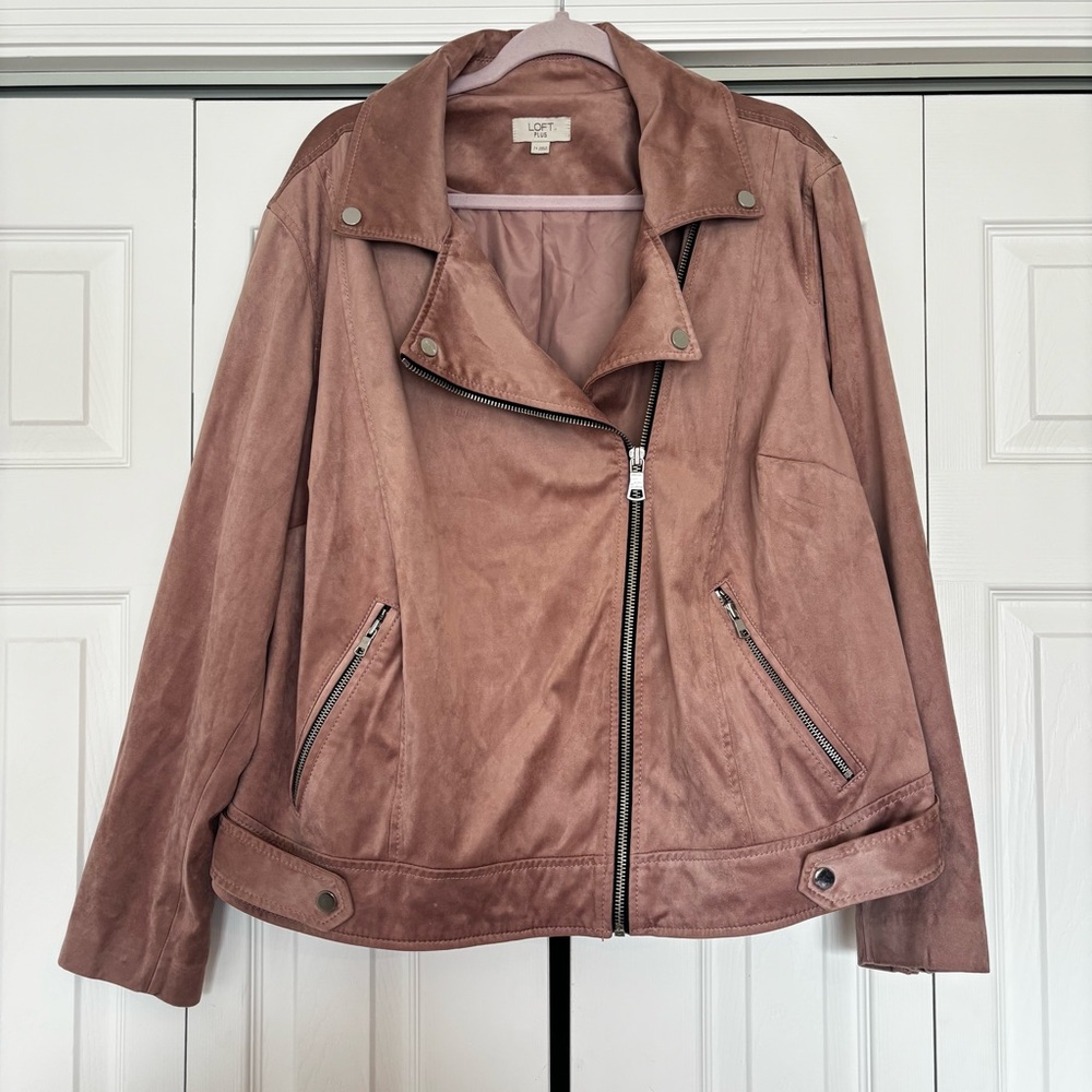 LOFT Blush Velvet Moto Jacket for Women
